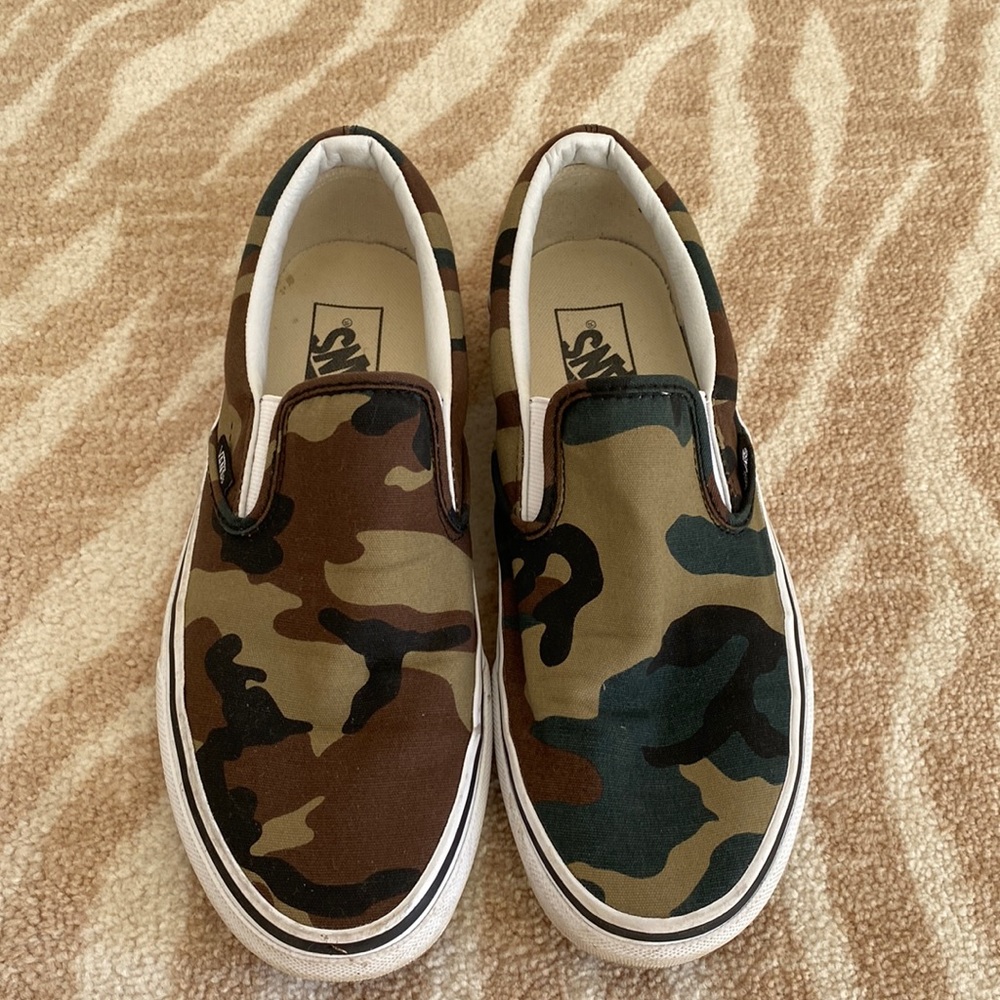 Camo vans slip ons lightly worn